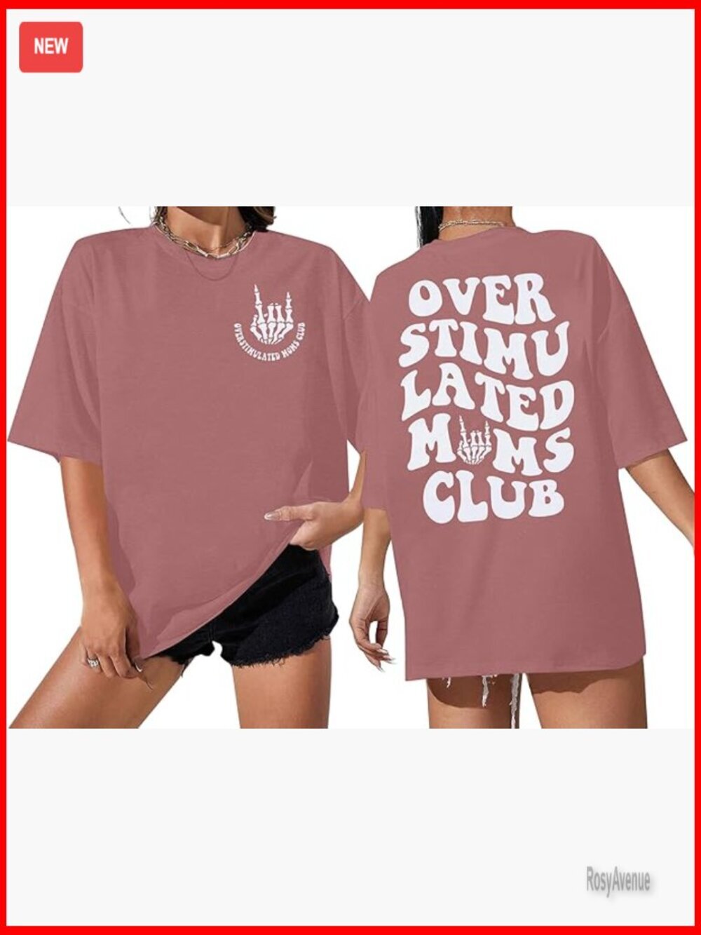 Oversized Overstimulated Moms Club Shirt Funny Trendy Tee